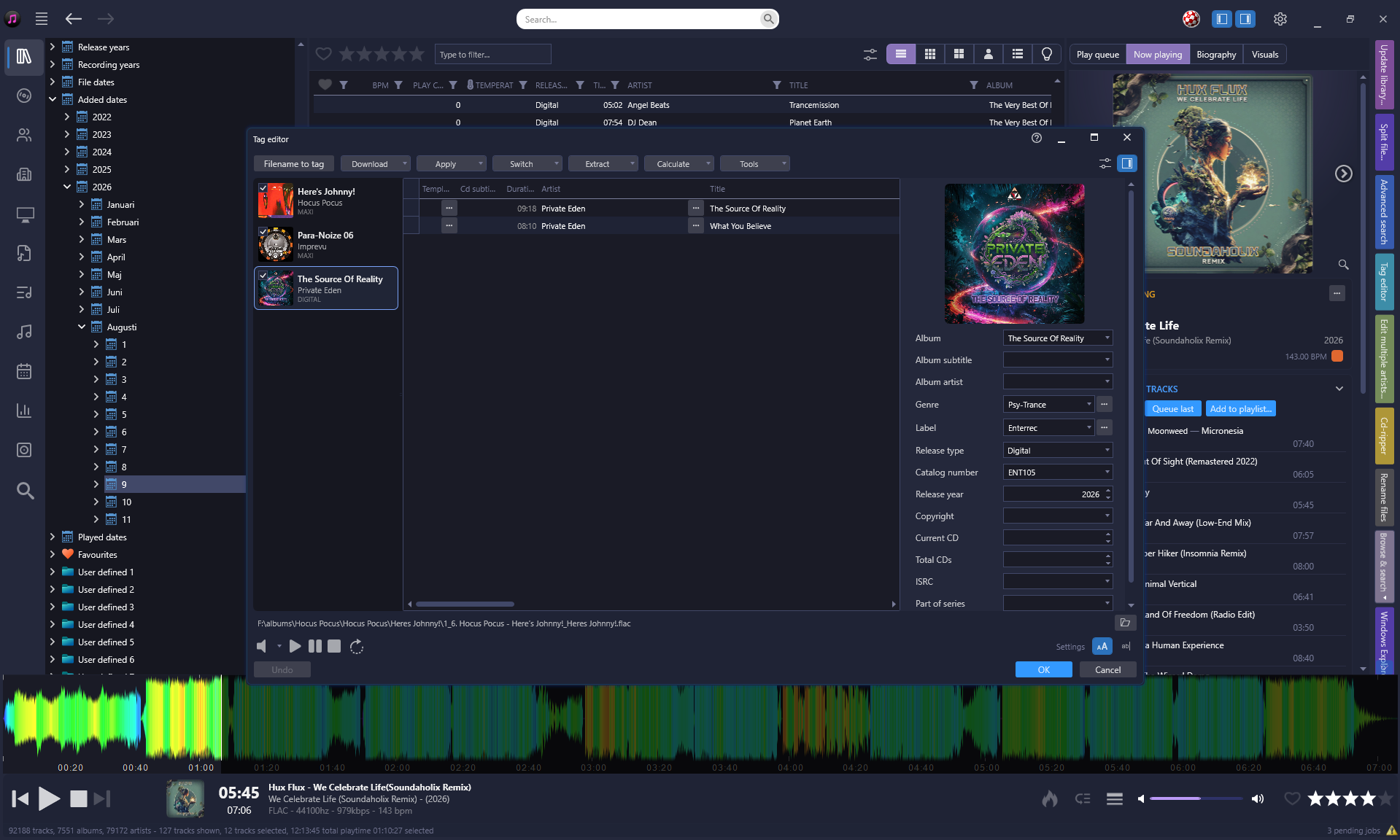 Batch tagging using the Tag Editor in Helium